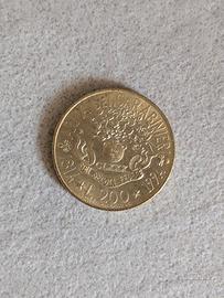 Moneta 200 lire 180°Arma Carabinieri 1814-1994