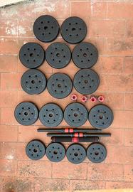 Set pesi manubri bilanciere componibile 40 kg