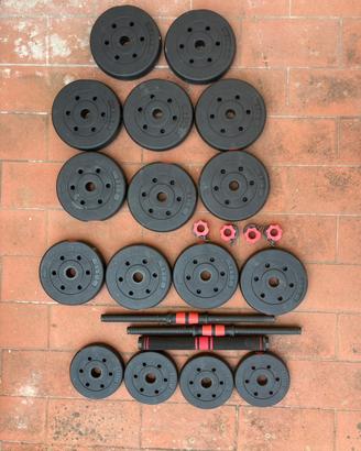Set pesi manubri bilanciere componibile 40 kg