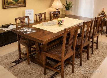 Tavolo in Legno Massello + 6 Sedie Bassano | Nuovo
