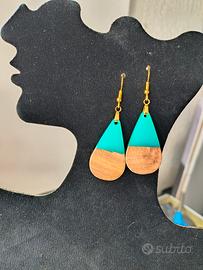 orecchini  resina/legno reale 