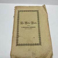 Libro Antico 1846 La Bella Italia Guida Grand Tour
