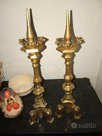 candelabri Ottocento in ottone da altare