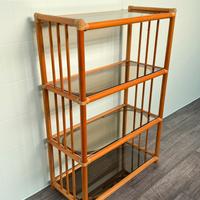 Libreria vintage etagere in bambù e vetro