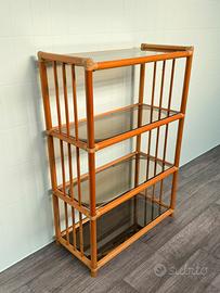Libreria vintage etagere in bambù e vetro