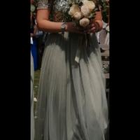 vestito damigella verde salvia con paiette