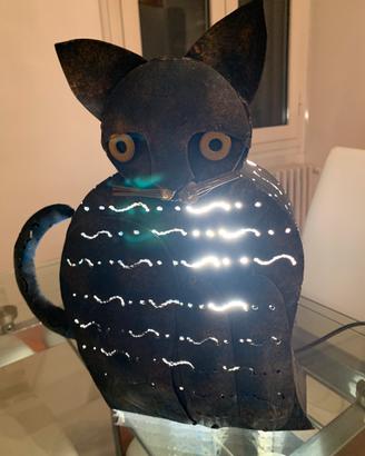 Lampada Gatto in ferro battuto da terra o tavolo
