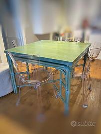 Tavolo allunganile rattan vintage