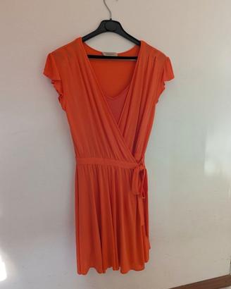 Abito Twinset Milano Corallo Wrap Dress+sottoveste