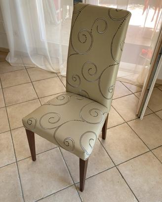 Sedie ecopelle beige e legno