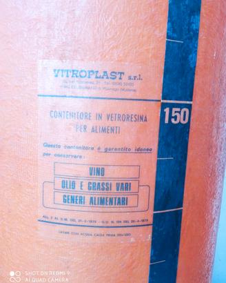Contenitore per vino in vetro resina da 200 litri