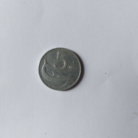 Moneta italiana 5 lire del 1954