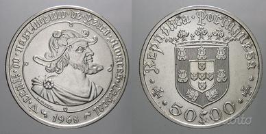 PORTOGALLO 50 ESCUDOS 1968 IN ARGENTO 650
