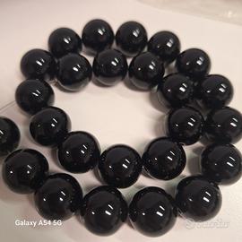 Onice nero liscio in fili - lotto da 4 fili