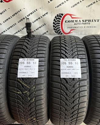 4 PNEUMATICI 205/55 R16 KUMHO INVERNALI 90%