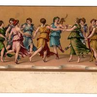 Cartolina La Danza d'Apollo con le Muse -Primi 900