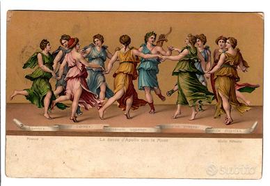 Cartolina La Danza d'Apollo con le Muse -Primi 900