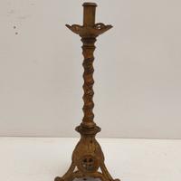 Candeliere antico bronzo patina