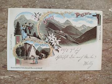 Cartolina del Predil con il Monte Mangart