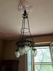Lampadario in ferro battuto anni 1930