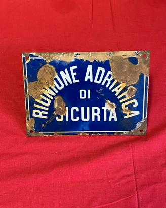 Targa Smaltata Vintage Assicurazioni RAS Incendio