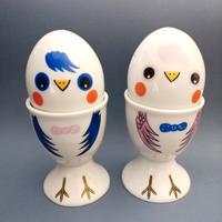 Set portauova saliera ceramica pulcini anni '70