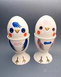 Set portauova saliera ceramica pulcini anni '70