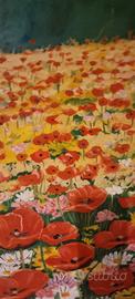 Quadro olio papaveri firmato Morosini
