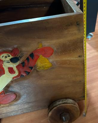 Carretto porta giochi in legno