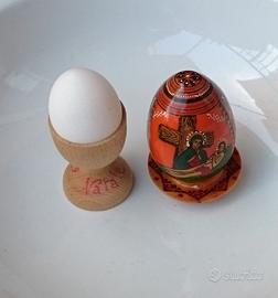 Uovo di Pasqua ortodosso + portauovo in legno