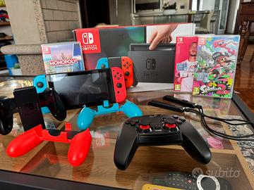Nintendo switch con accessori e giochi