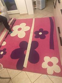 Tappeto grande rosa e bianco