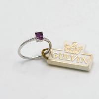 Anello oro bianco 18 kt rodolite e diamanti E.23