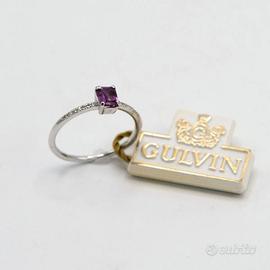 Anello oro bianco 18 kt rodolite e diamanti E.23