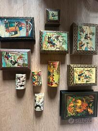 Scatole laccate orientali dipinte a mano