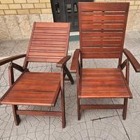Sedie da Giardino Pieghevoli 2pz in Legno Massello