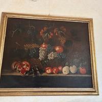 Natura morta  con frutta olio su tela