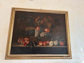 Natura morta  con frutta olio su tela