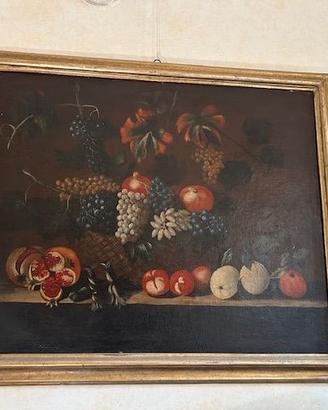Natura morta  con frutta olio su tela