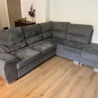 Divano angolare + estraibile + pouf contenitore