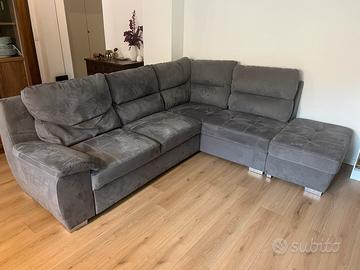 Divano angolare + estraibile + pouf contenitore