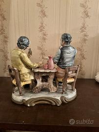 Statuetta Capodimonte giocatori di carte