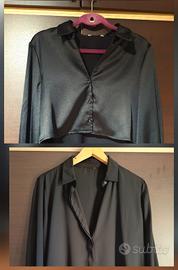 2 camicie nere maniche lunghe - Satinata + chiffon