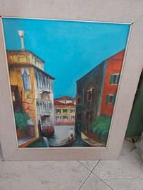 Dipinto su tela scorcio laguna veneziana (54x45)