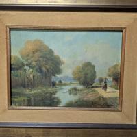 Quadro a olio con cornice in legno