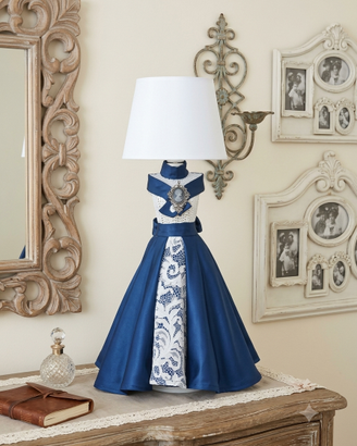 Lampada da Tavolo Elegante Scultura Manichino Blu