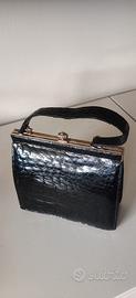 Borsa rigida sera vero coccodrillo nero lucido