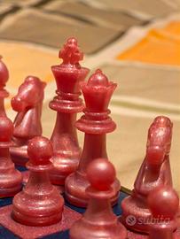 Scacchiera resina epoxy blu/rosa