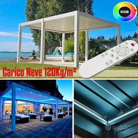 Pergola bioclimatica a lamelle 6x6 motorizzata LED