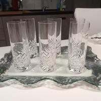 Set IVAT anni '80: 6 bicchieri cristallo + vassoio